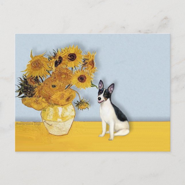 Carte Postale Rat Terrier - Tournesols (Devant)