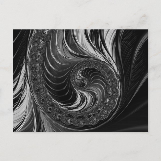 Carte Postale Ratio d'or du Nautilus noir fractal moderne (Devant)