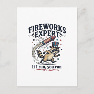 Carte Postale Raton Expert Feux d'Artifice Vintage Quatre Juille