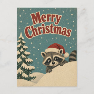 Carte Postale Raton laveur dérive hivernale Animal Noël