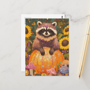 Carte Postale Raton laveur mignon d'automne