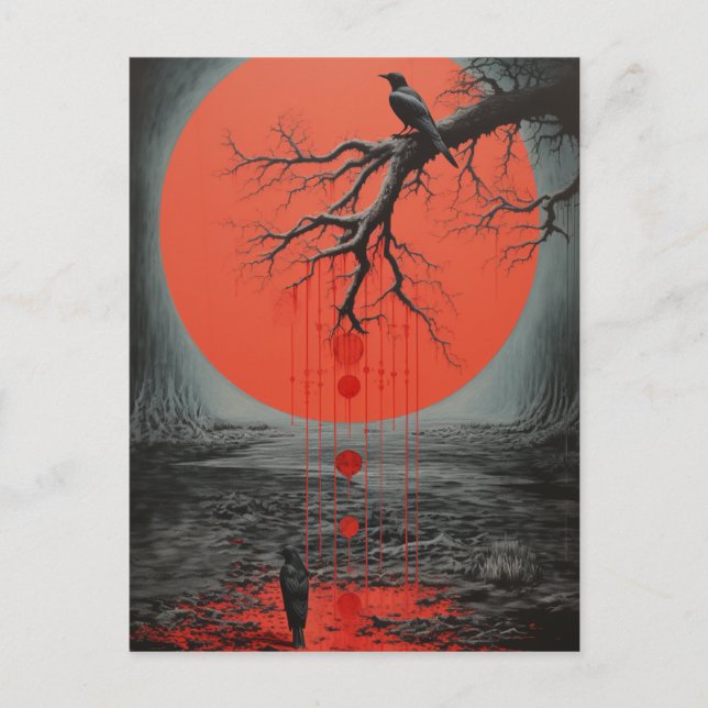 Carte Postale Ravages en noir et rouge (Devant)