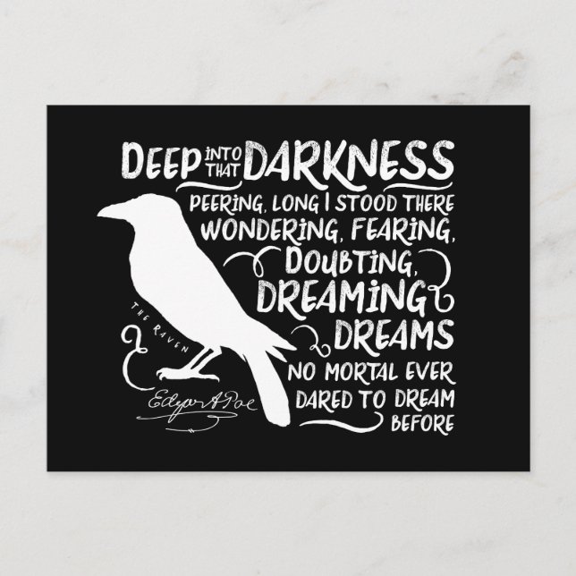 Carte Postale Raven (Deep Into That Darkness) par Edgar Allan Po (Devant)