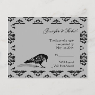 Carte postale Raven Noir Gothique Frame Mariage RS