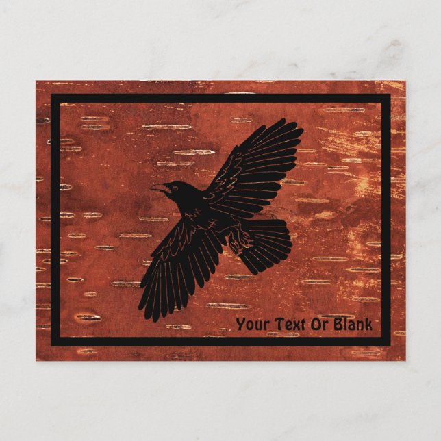Carte Postale Raven On Inner Birch Bark (Devant)