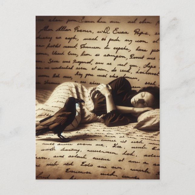 Carte Postale Raven regarde la femme endormie (Devant)