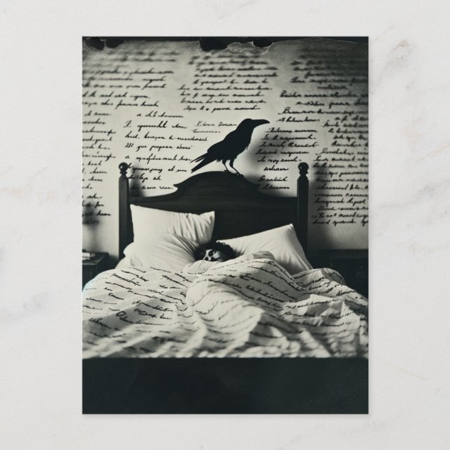 Carte Postale Raven regarde sur Poe Asleep (Devant)