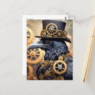 Carte Postale Raven Steampunk Gears Art