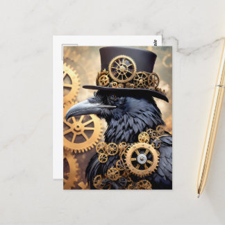 Carte Postale Raven Steampunk Gears Art