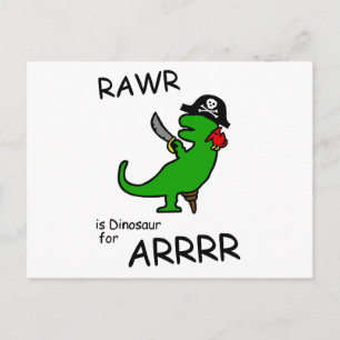 Carte Postale RAWR est Dinosaure pour ARRR (Dinosaure Pirate)