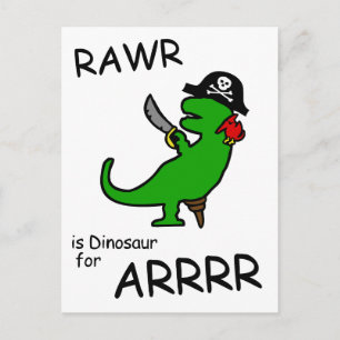 Carte Postale RAWR est Dinosaure pour ARRR (Dinosaure Pirate)