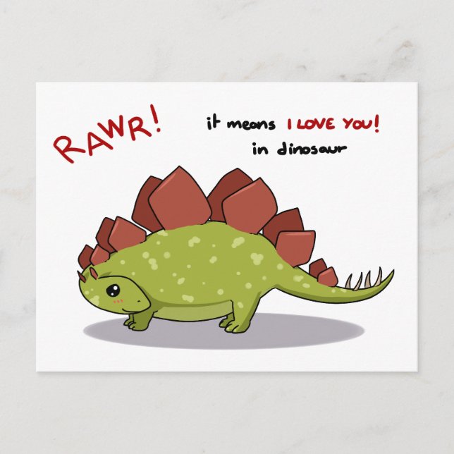 Carte Postale Rawr signifie que je vous aime dans le dinosaure S (Devant)