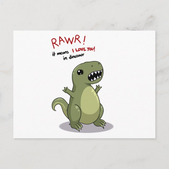 Carte Postale Rawr veut dire que je t'aime à Dinosaur (Devant)