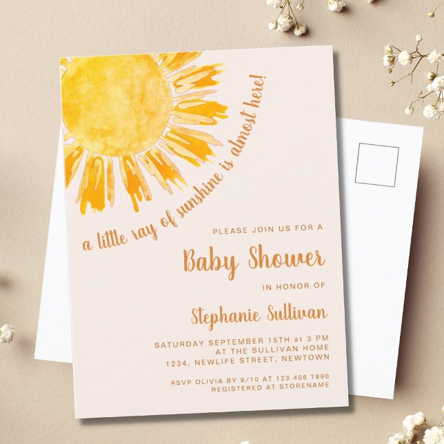 Carte postale Ray of Sunshine Baby shower Invitati (Créateur téléchargé)