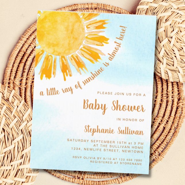 Carte postale Ray of Sunshine Baby shower Invitati (Créateur téléchargé)