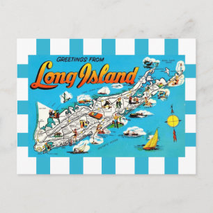 Carte postale rayée de Long Island, NY