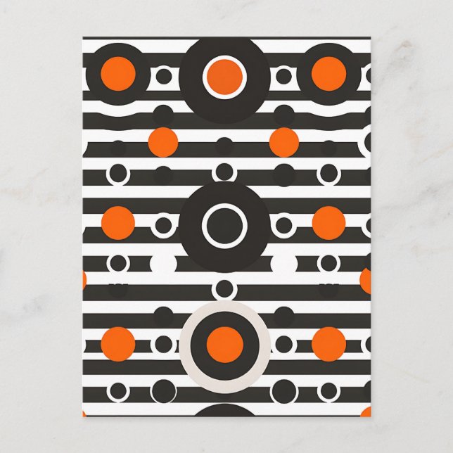 Carte Postale Rayure de cercle rétro orange noir (Devant)