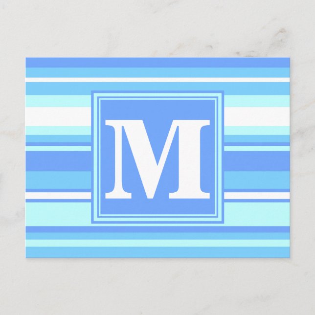 Carte Postale Rayures bleu ciel Monogram (Devant)