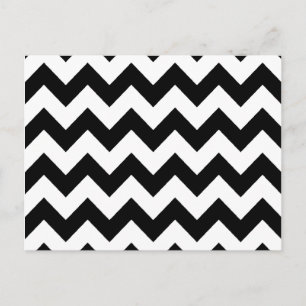 Carte Postale rayures chevron élégantes noir et blanc