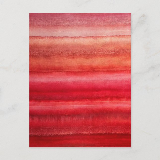 Carte Postale Rayures d'aquarelle rouge Crimson Abstrait (Devant)