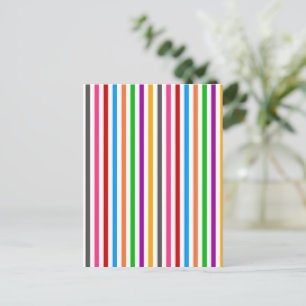 Carte Postale Rayures de lignes arc-en-ciel colorées - Blanc 