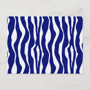 Carte Postale Rayures de zèbre - Bleu Cobalt Foncé et Blanc