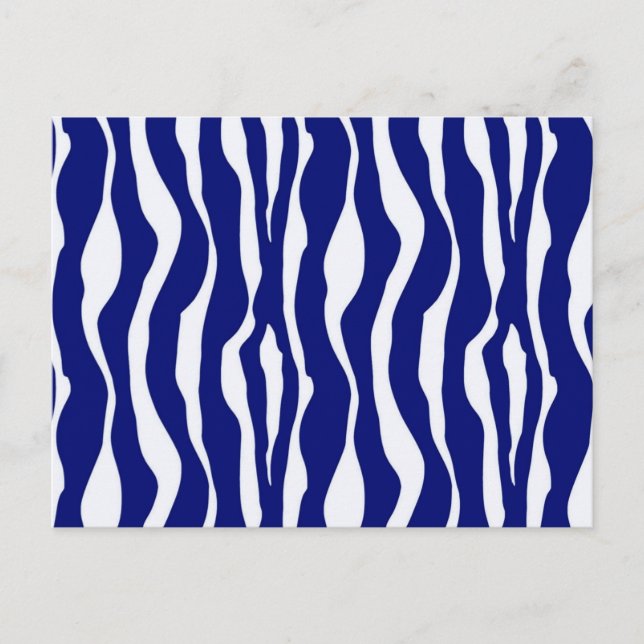 Carte Postale Rayures de zèbre - Bleu Cobalt Foncé et Blanc (Devant)