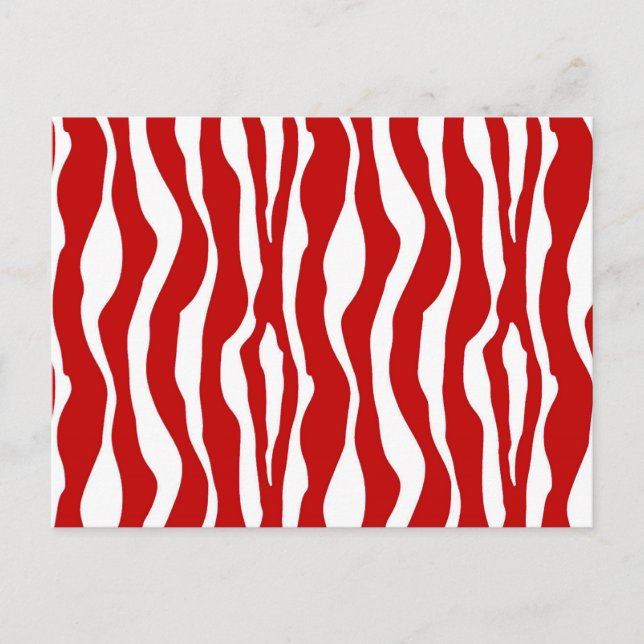 Carte Postale Rayures de zèbre - Rouge foncé et blanc (Devant)
