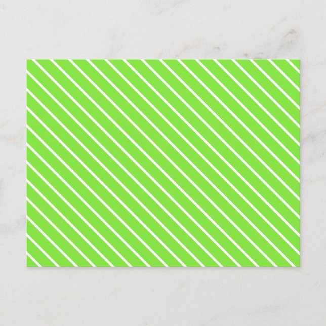 Carte Postale Rayures diagonales - vert citron et blanc (Devant)