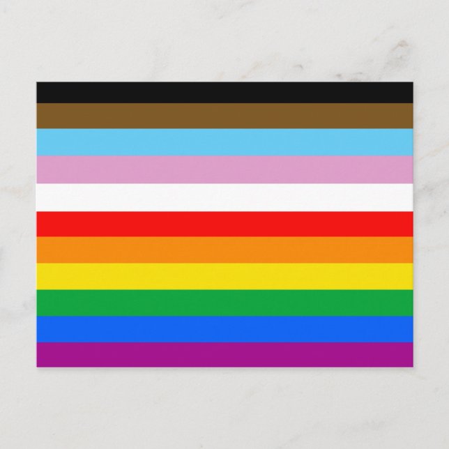 Carte Postale Rayures du drapeau de progrès LGBTQ+ (Devant)