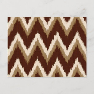 Carte Postale Rayures en Chevron Ikat - Marron Chocolat & Beige