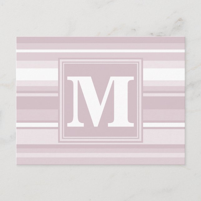 Carte Postale Rayures rose quartz monogramme (Devant)