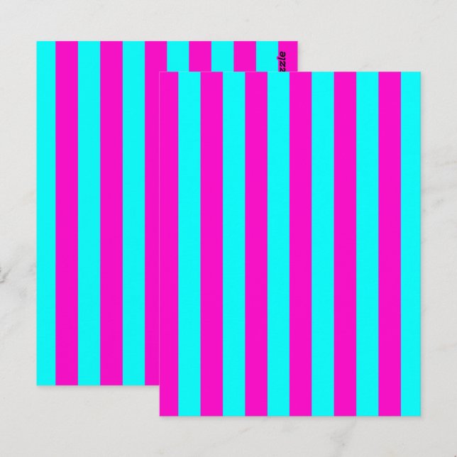 Carte Postale Rayures Turquoise Rose Chaud Et Bleu Cyan Vert (Devant / Derrière)