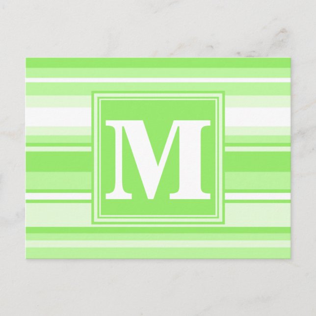 Carte Postale Rayures vert citron monogramme (Devant)
