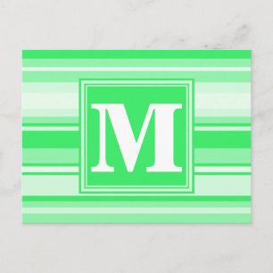 Carte Postale Rayures vert printemps monogramme