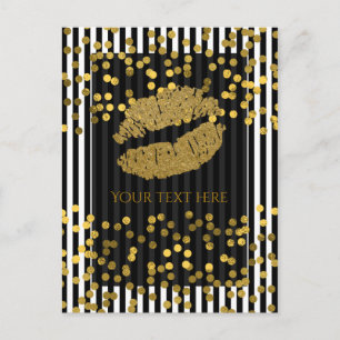 Carte Postale Rayures verticales noires et blanches points en fe