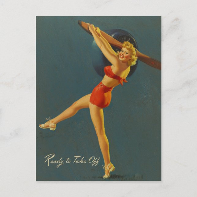 Carte Postale Ready to Take Off PinUp (Devant)