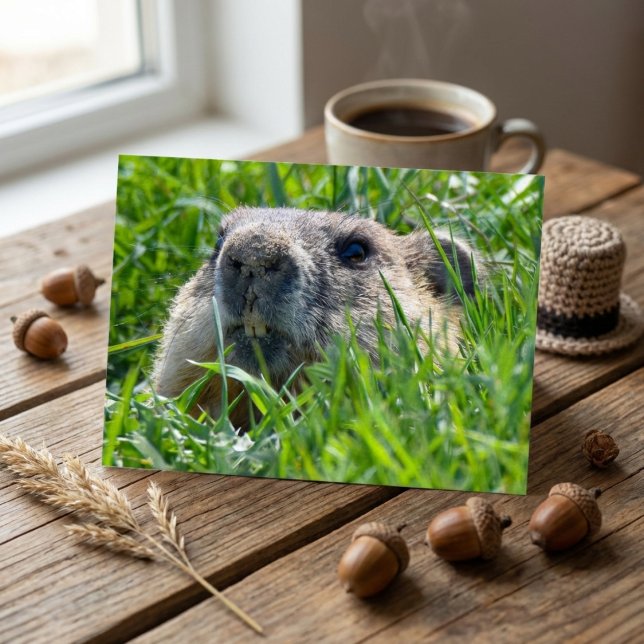 Carte Postale Realistic Groundhog Head Peeking Through Grass Art (Créateur téléchargé)