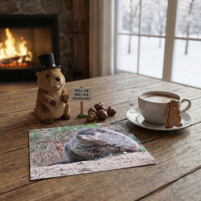 Carte Postale Realistic Groundhog Sitting By Burrow Nature Photo (Créateur téléchargé)