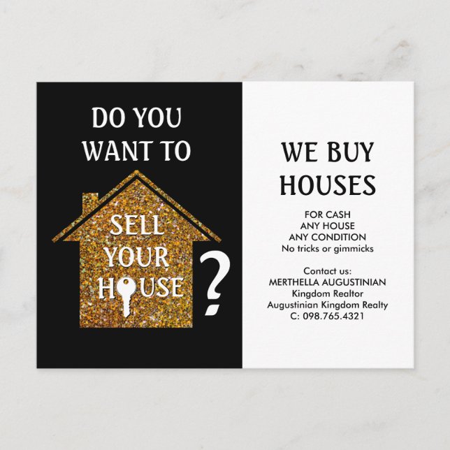 Carte Postale Realtor NOUS ACHETONS DES MAISONS (Devant)