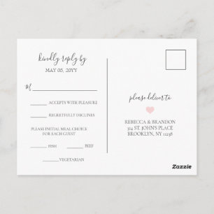 Carte Postale Rebecca Simple Elegant Repas Choix RSVP Mariage