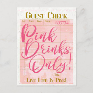 Carte Postale Réception de chèques clients Boissons roses Preppy