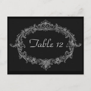 Carte Postale Réception de mariage en argent et noir Numéro de t