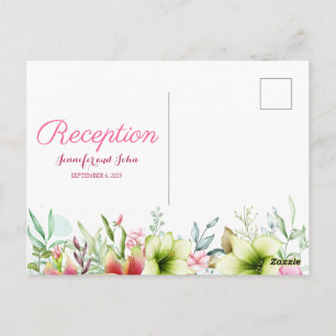 Carte Postale Réception Florale Aquarelle Rouge Magenta Amarylli