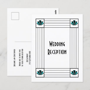 Carte Postale Réception mariage Art déco bleu
