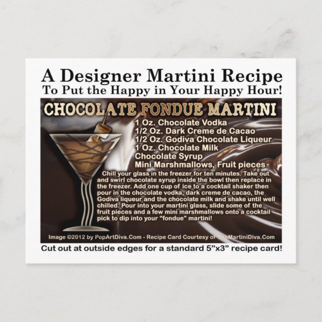 Carte postale Recette au chocolat Fondue Martini (Devant)