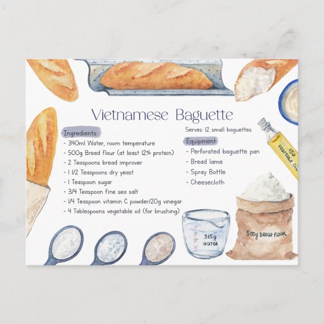 Carte postale Recette Baguette Vietnamienne (Devant)
