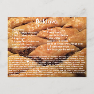 Carte postale Recette Baklava
