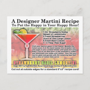 Carte postale Recette Basil Martini fraise