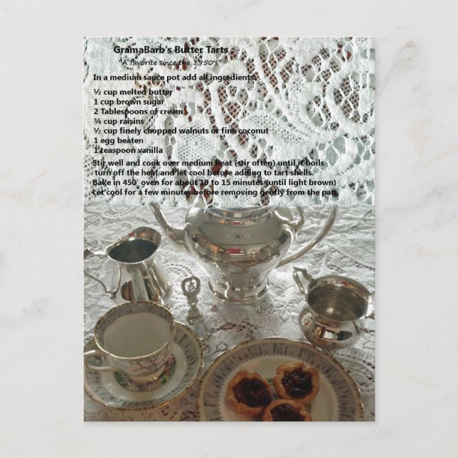 Carte postale Recette Beurre Tarts (Devant)